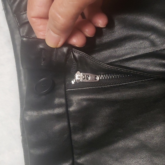 NWT Silvia Wide Legged Black Leather Flared Pants Women's Size L. - Picture 9 of 10